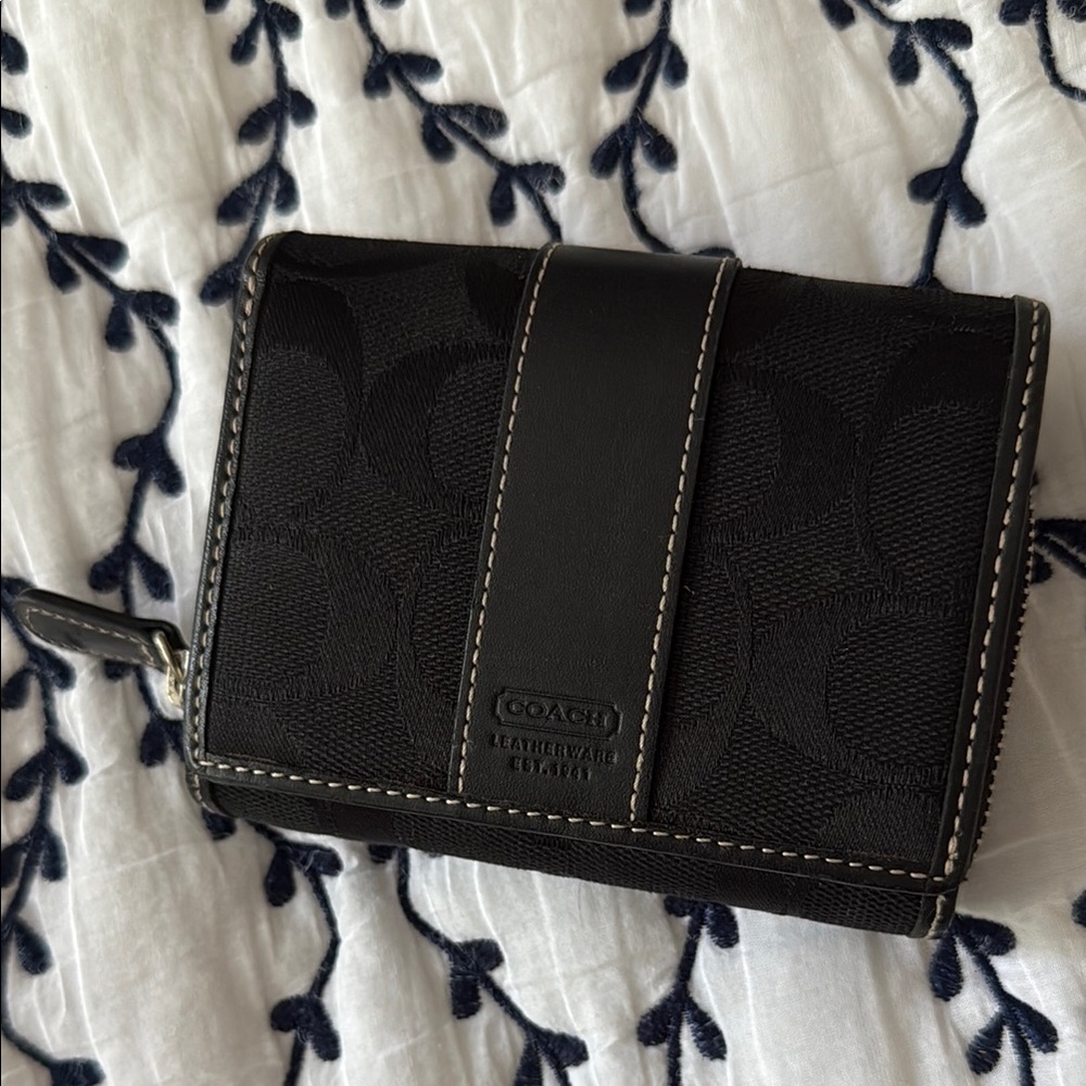 Coach Black Leather and Canvas Wallet